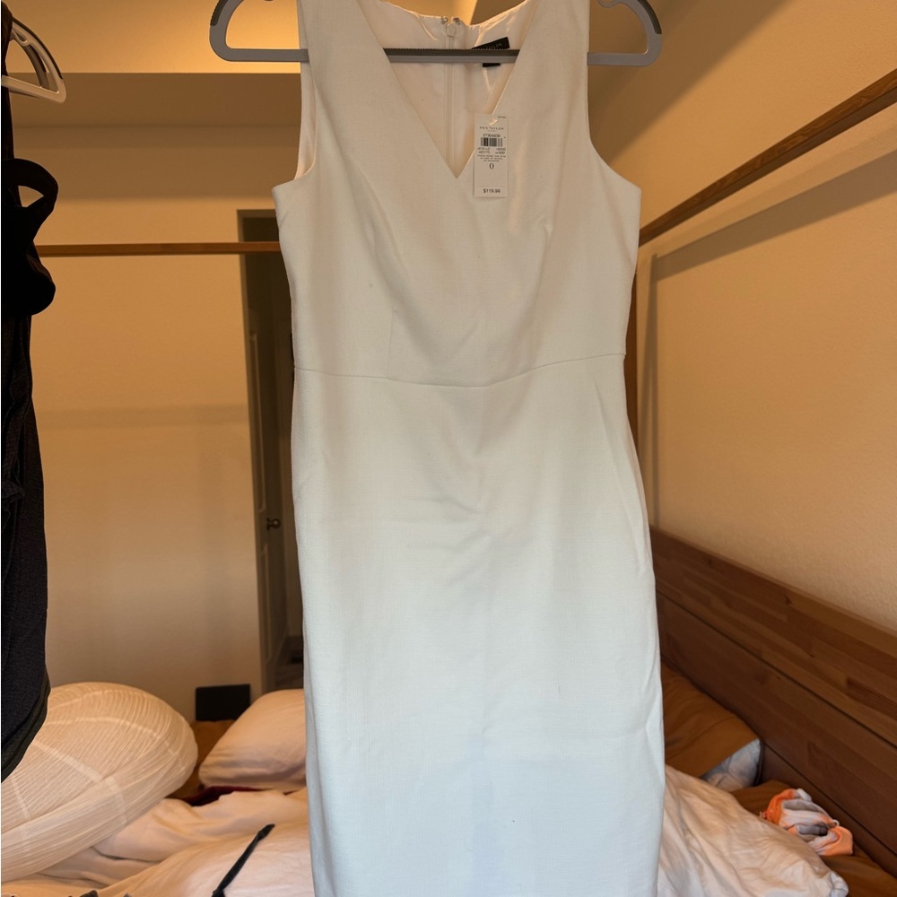 Ann Taylor Ivory Sleeveless Midi Dress